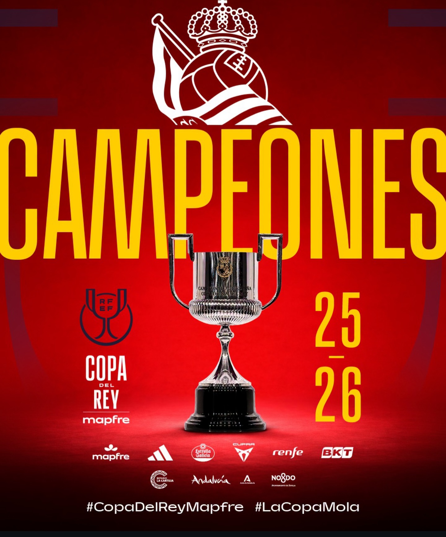 La @realsociedad se proclama campeona de la @copadelreyoficial tras vencer al @atleticodemadrid en la tanda de penaltis 🏆