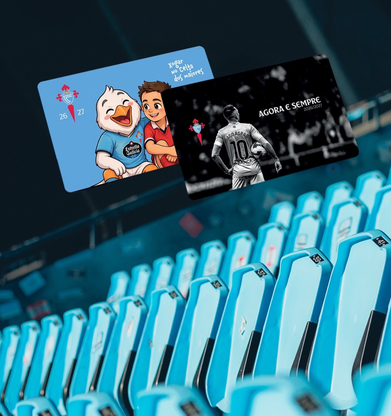 Así serán los carnet de socio del @rccelta para la 2026/2027, con @i.aspas10 como protagonista 🩵🤩