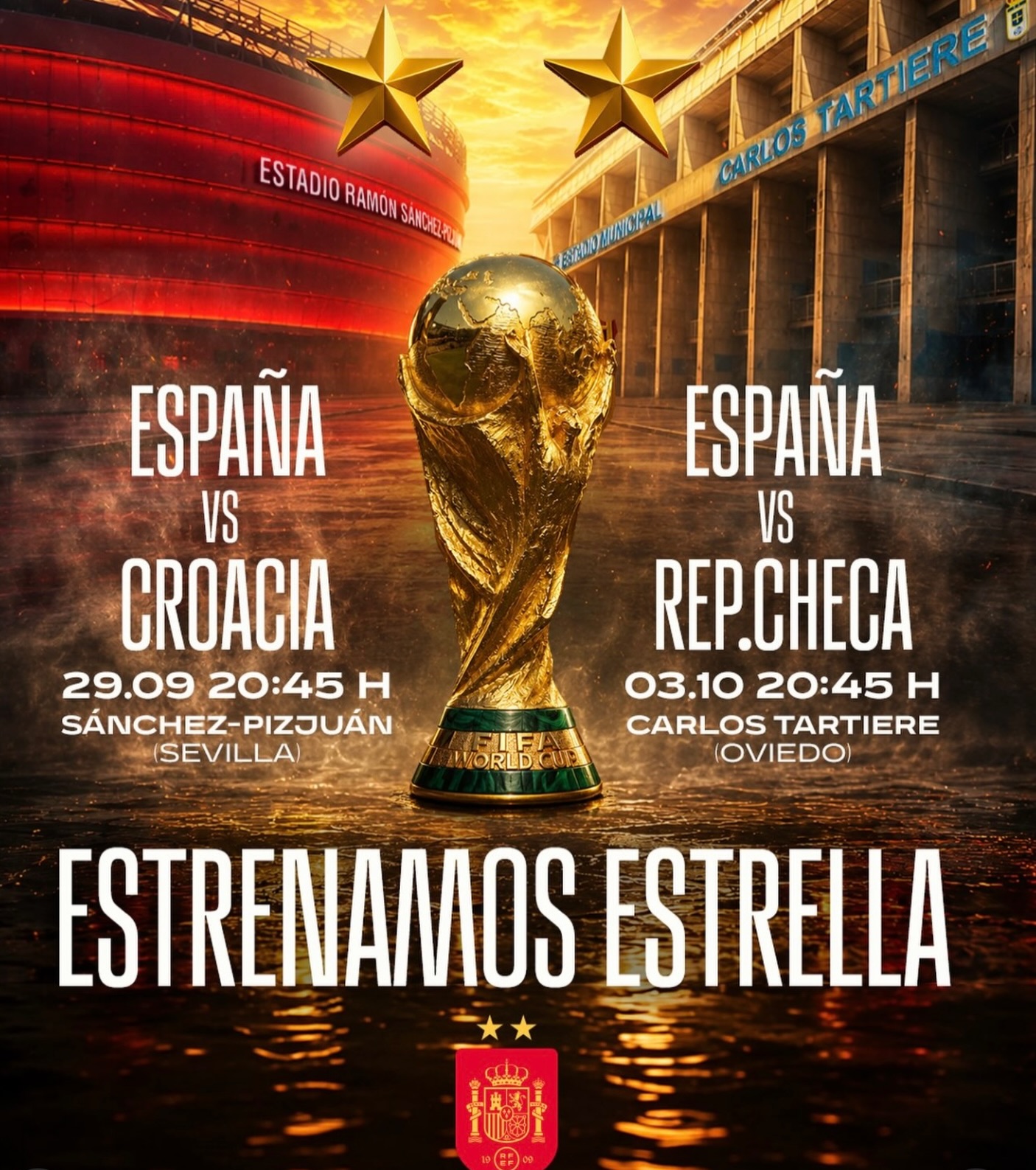 La segunda estrella ya tiene escenario: Sevilla y Oviedo esperan a España⭐️⭐️ @sefutbol 
✍️Con la segunda estrella ya bordada sobre el escudo tras proclamarse campeona del mundo en Estados Unidos y manteniéndose al frente del ranking FIFA, la selección española cambia el chip y comienza a preparar su siguiente gran reto: la UEFA Nations League. El combinado dirigido por Luis de la Fuente ha quedado integrado en el grupo A3 de la máxima categoría y afrontará una exigente fase de grupos con Inglaterra, Croacia y la República Checa como rivales.
👩🏽‍💻 @noeortizaragon 
👉🏾https://pasiondeportivaesp.es/la-segunda-estrella-ya-tiene-escenario-sevilla-y-oviedo-esperan-a-espana/👈🏾