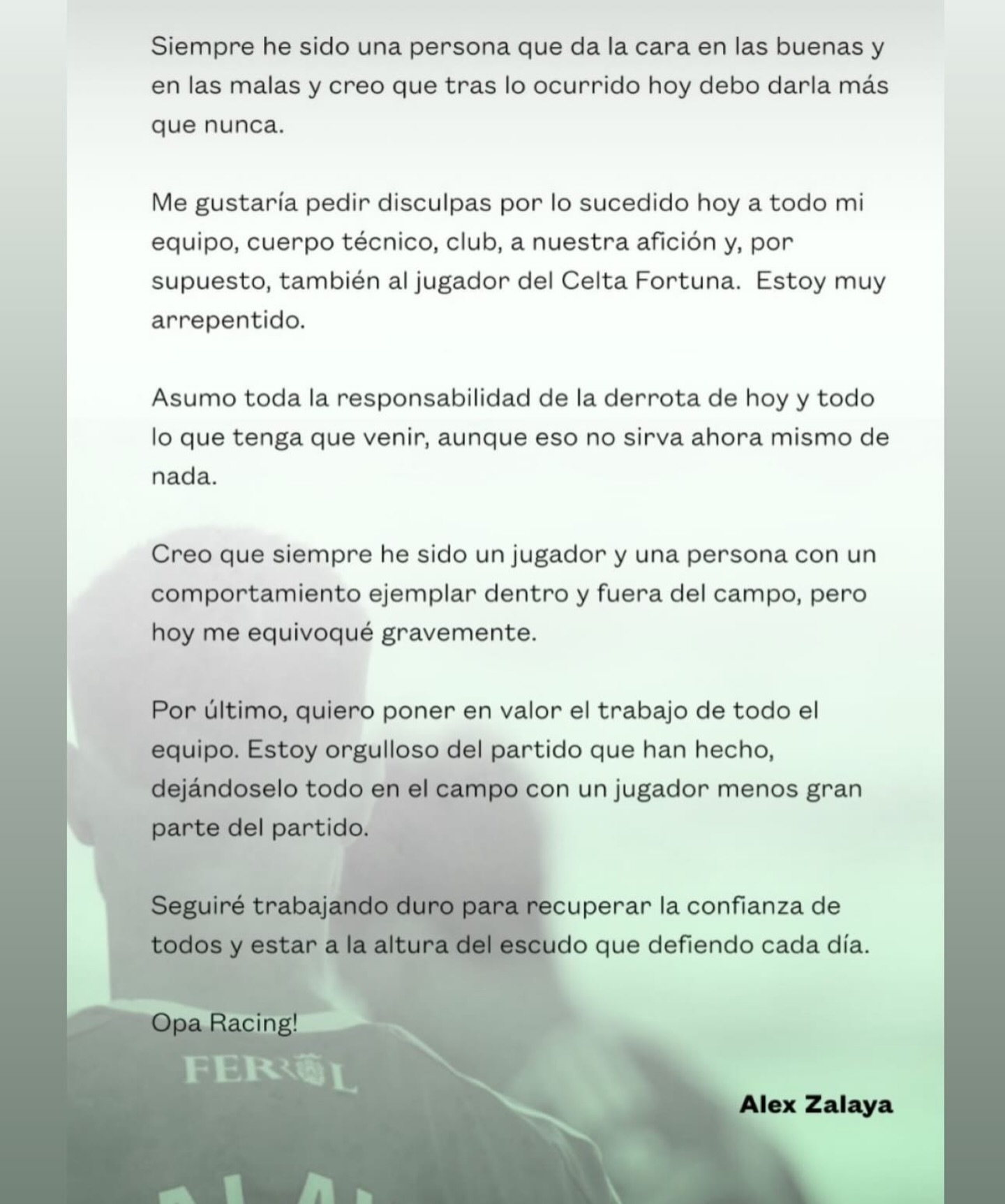 COMUNICADO @alexzalaya7 , jugador del @racingclubferrolsad ✍️