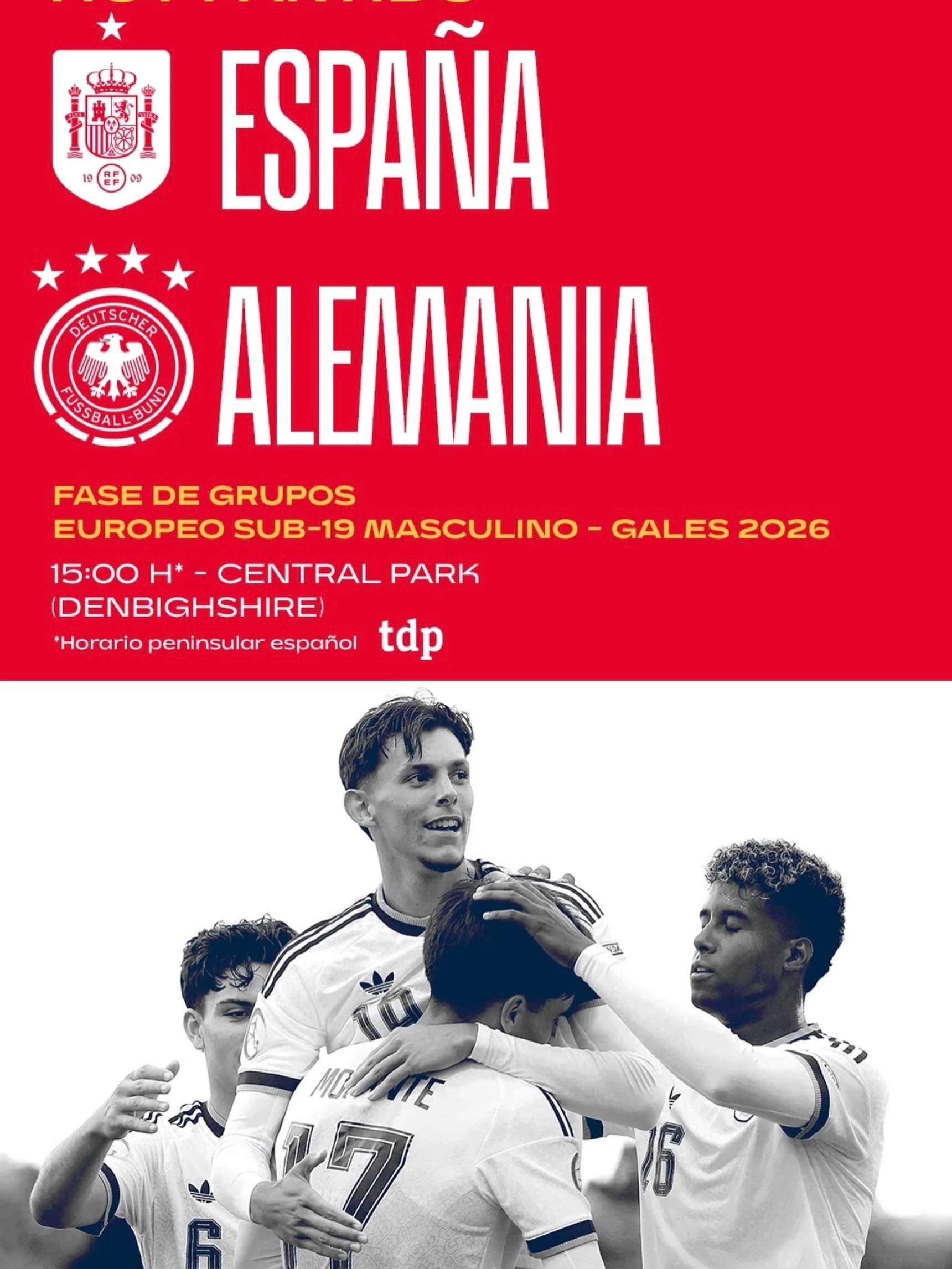 Match day @sefutbol sub 19 @uefamensyouth 
En menos de dos horas La Rojita se enfrentará a la todopoderosa Alemania .
✍️ @noeortizaragon 
👉🏾https://pasiondeportivaesp.es/espana-pone-a-prueba-su-candidatura-al-titulo-ante-una-alemania-de-maxima-exigencia/👈🏾