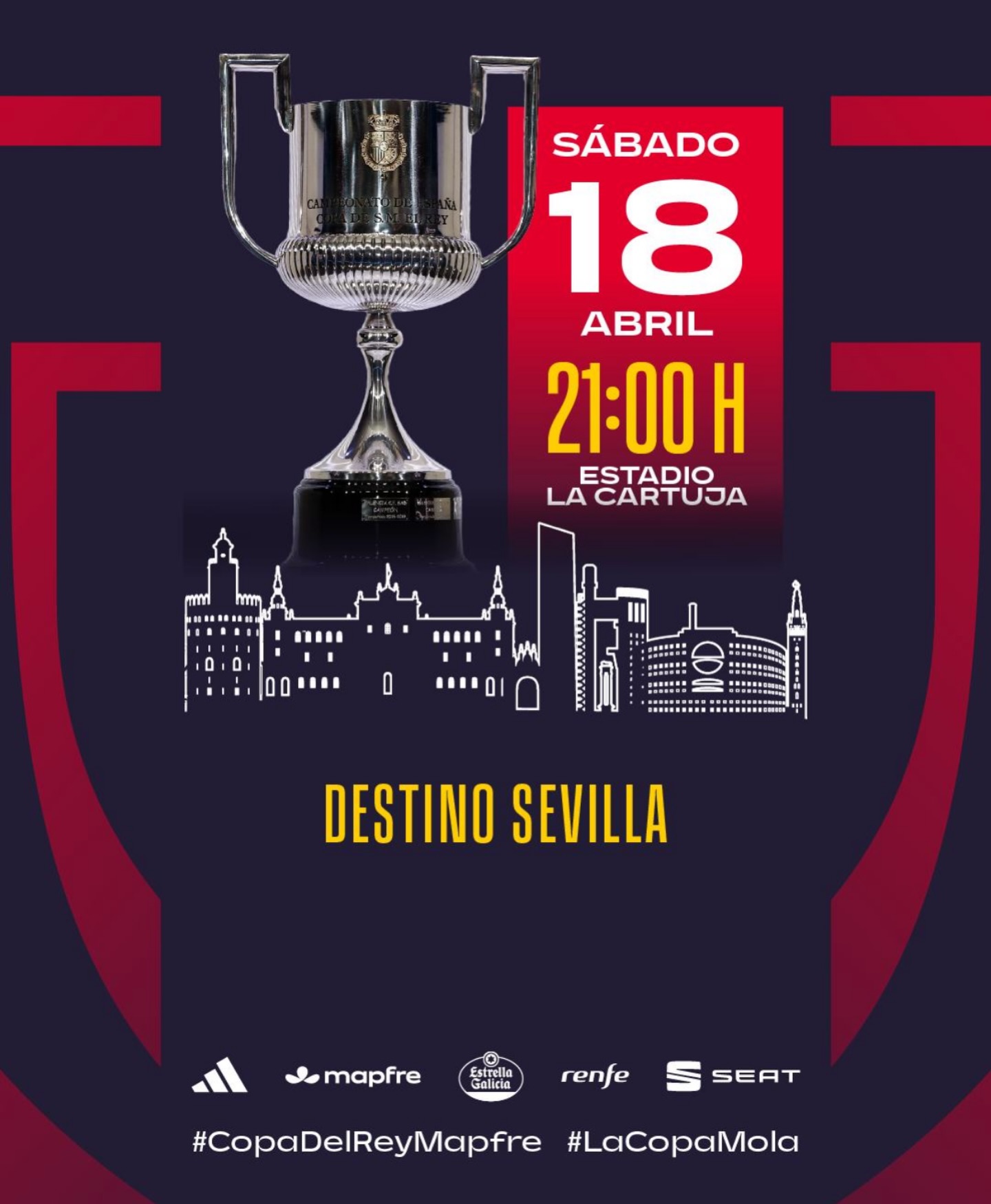 Confirmada la fecha y horario de la final de la @copadelreyoficial 🏆 desde el medio estamos felices de cubrir el evento por tercer año consecutivo 🤌🏾🔜 SEVILLA