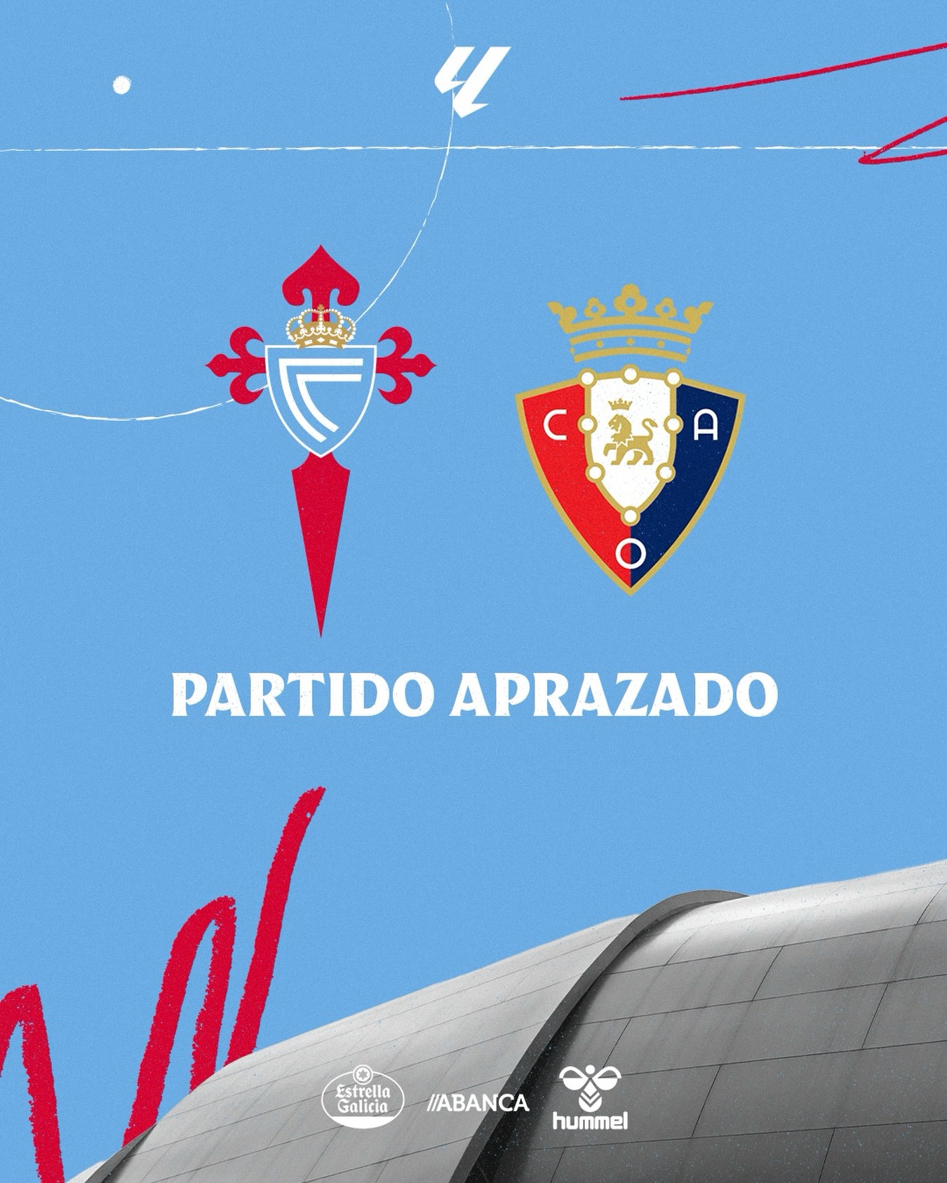 *PARTIDO APLAZADO* 🚨 Debido a un problema con el césped debido a un hongo , LALIGA acordó con Celta , Osasuna y la RFEF aplazar el  Celta-Osasuna de este domingo.

*NUEVA FECHA*
🗓️ 27 de agosto
⏳ 20:30h
🏟️ Abanca Balaídos