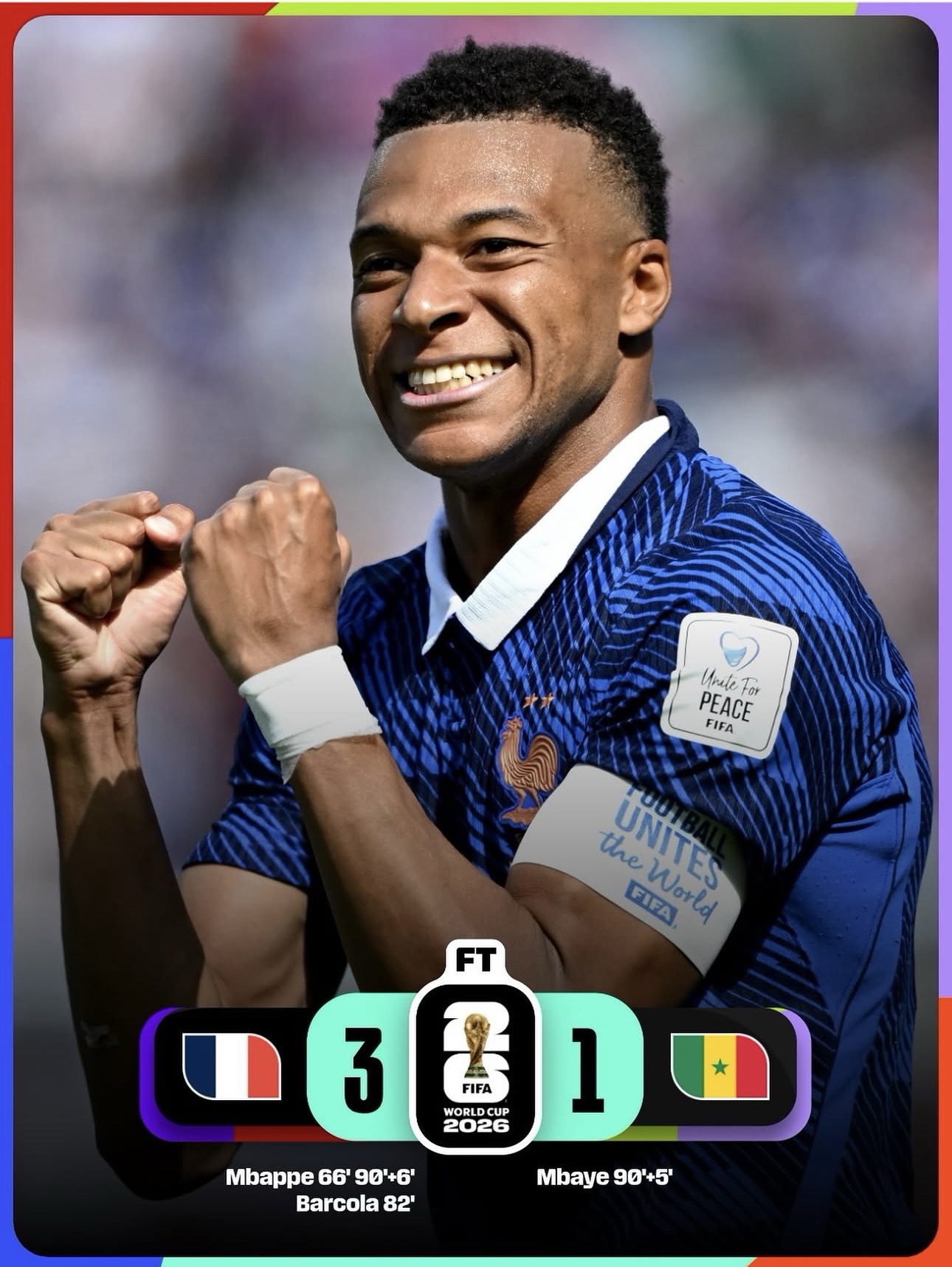 Francia 3-1 Senegal:Mbappé firma un doblete para liderar a Francia